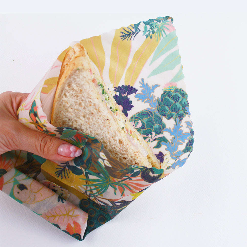 Handmade Beeswax Food Wrap - Pea Fowl (XL)